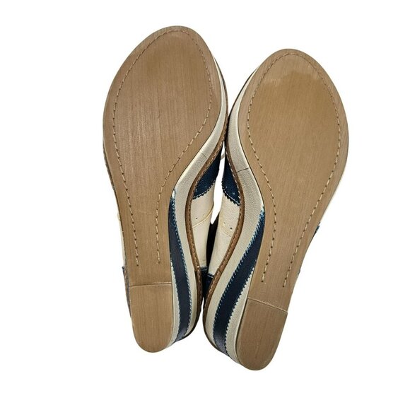 Anthropologie Pilcro Letterpress Leather Peep Toe Brighton Oxford Wedges Retro 8 - Picture 4 of 14